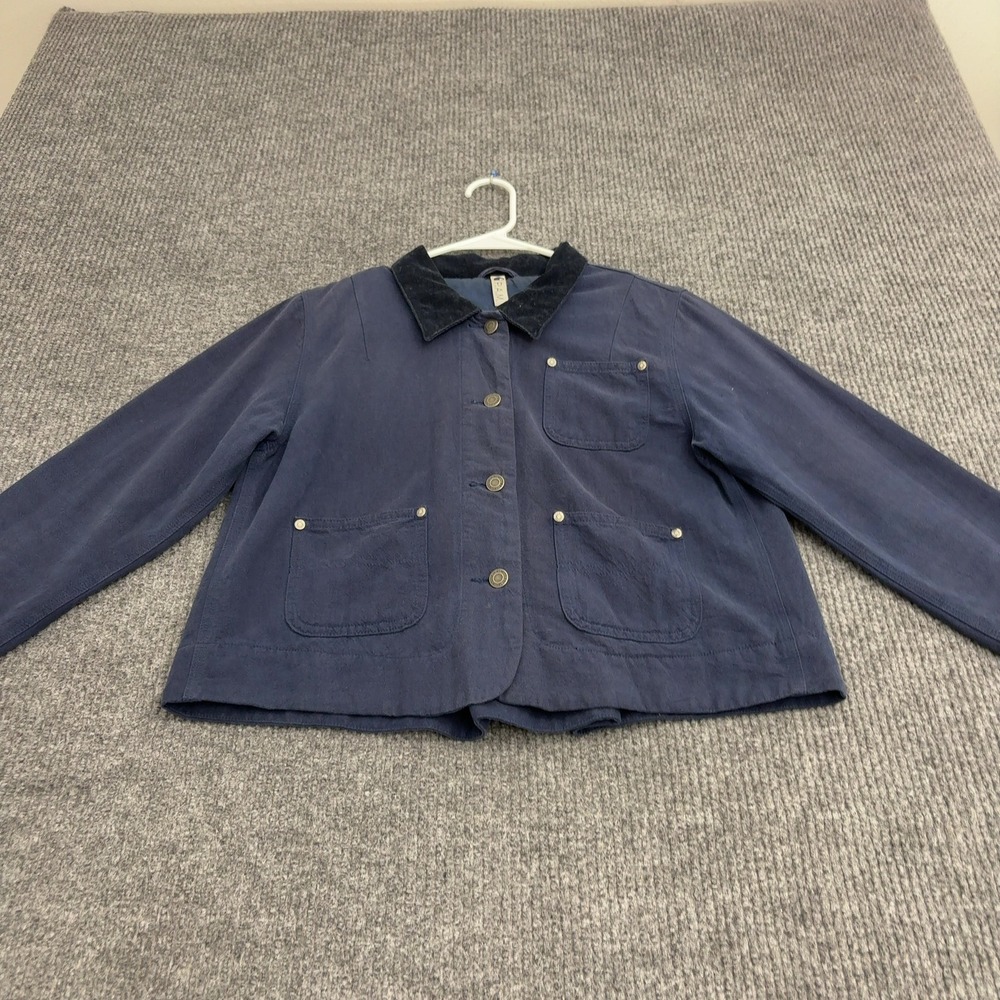 Carhartt x PAM Jacket Womens M Navy Cotton Linen Corduroy Collar Chore Coat